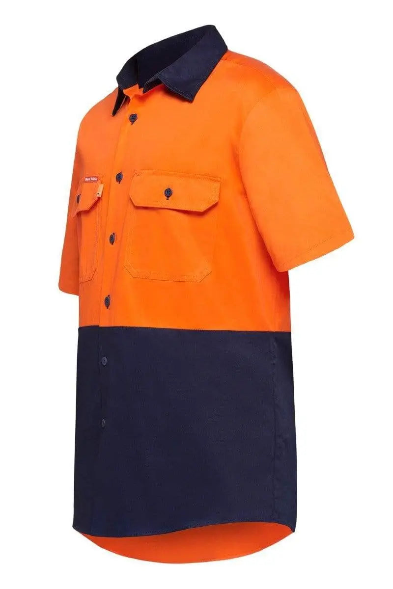 Hard Yakka Short Sleeve Hi Vis Shirt Y04620 Work Wear Hard Yakka Orange/Navy (ONA) S