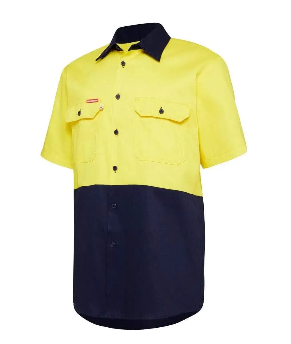 Hard Yakka Short Sleeve Hi Vis Shirt Y04620 in Yellow/Navy