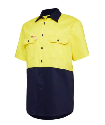 Hard Yakka Short Sleeve Hi Vis Shirt Y04620 Work Wear Hard Yakka Yellow/Navy (YNA) S