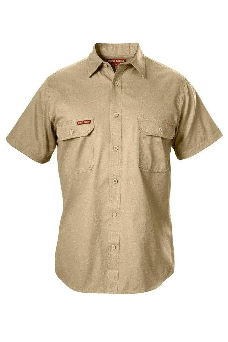 Hard Yakka Short Sleeve Cotton Drill Work Shirt Y07510 Work Wear Hard Yakka Khaki (KHA) XS