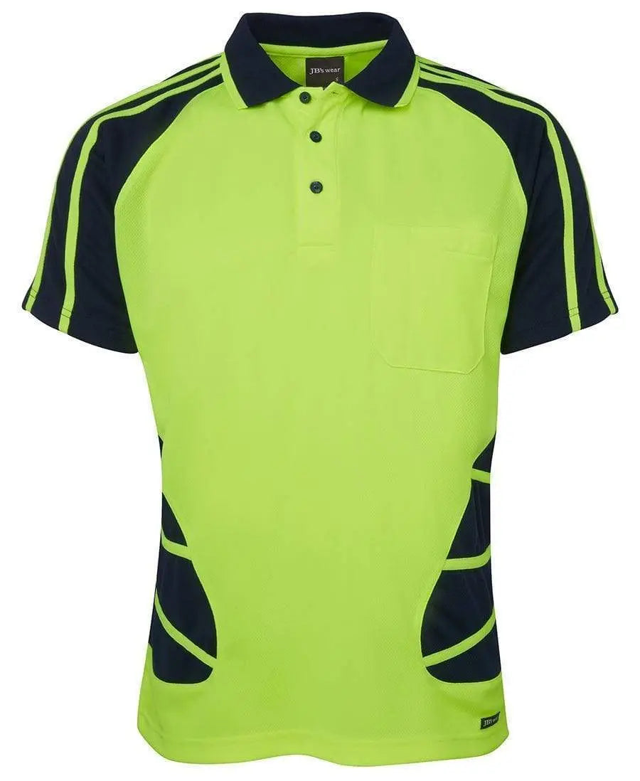JB'S Hi-Vis Short Sleeve Spider Polo 6HSP Work Wear Jb's Wear Lime/Navy XS