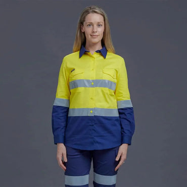 KingGee Workcool Women's Long Sleeve Hi Vis Work Shirt K44544 KingGee