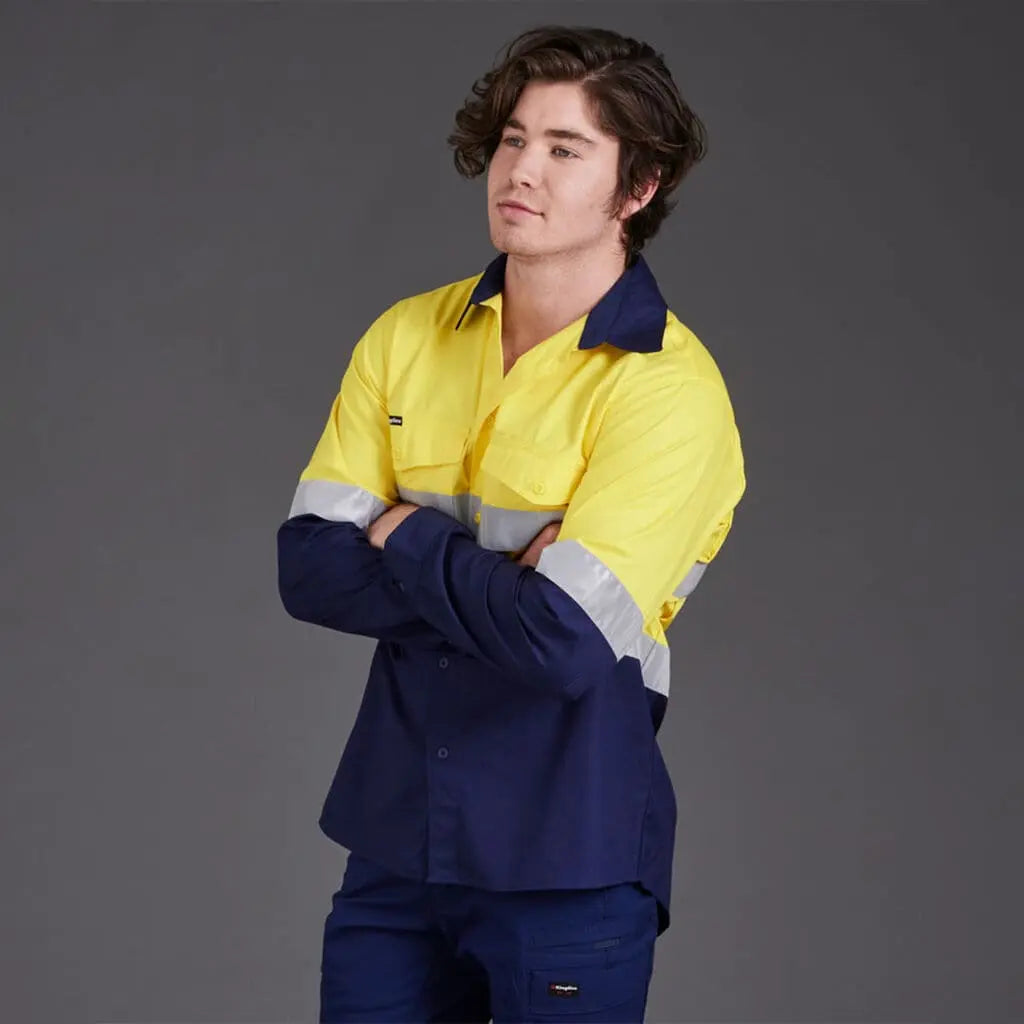 KingGee WorkCool 2 Hi Vis Reflective Long Sleeve Work Shirt K54880 KingGee