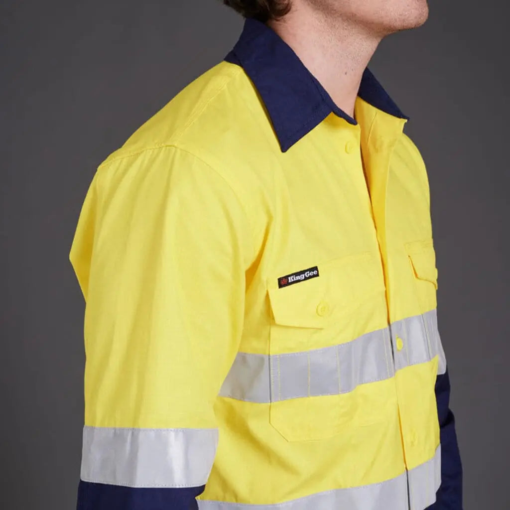 KingGee WorkCool 2 Hi Vis Reflective Long Sleeve Work Shirt K54880 KingGee