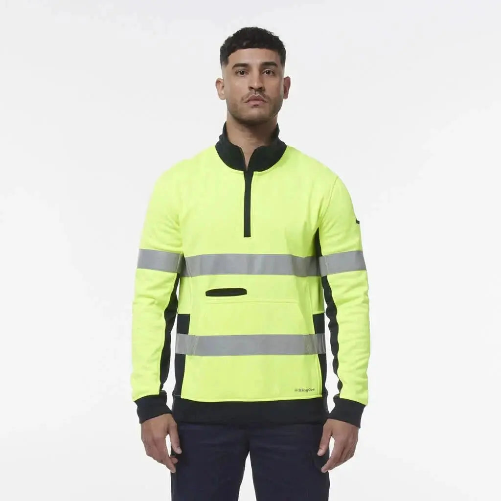 KingGee Hi Vis Spliced 1/4 Zip Taped Fleece K55040