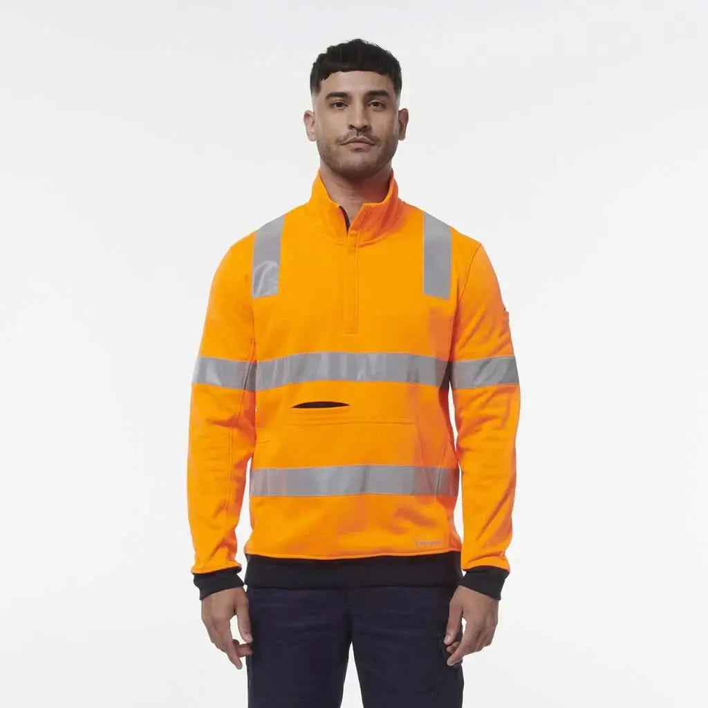 KingGee Hi Vis 1/4 Zip X-Back Taped Fleece K55057