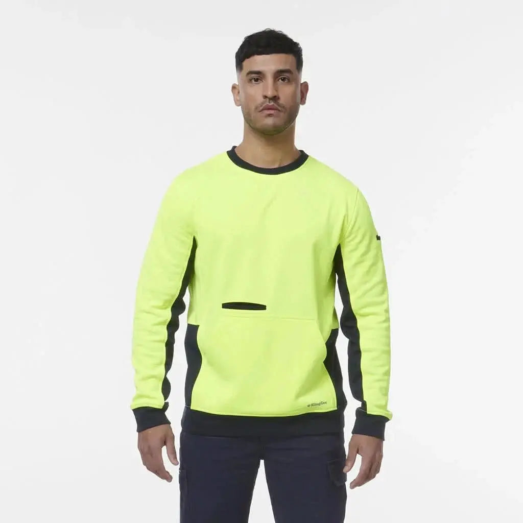 KingGee Hi Vis Spliced Crew Neck Fleece K55062