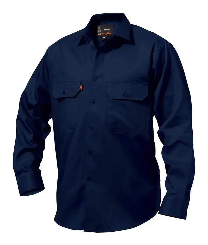 KingGee Open Front Long Sleeve Drill Work Shirt K04010 Metro Workwear.