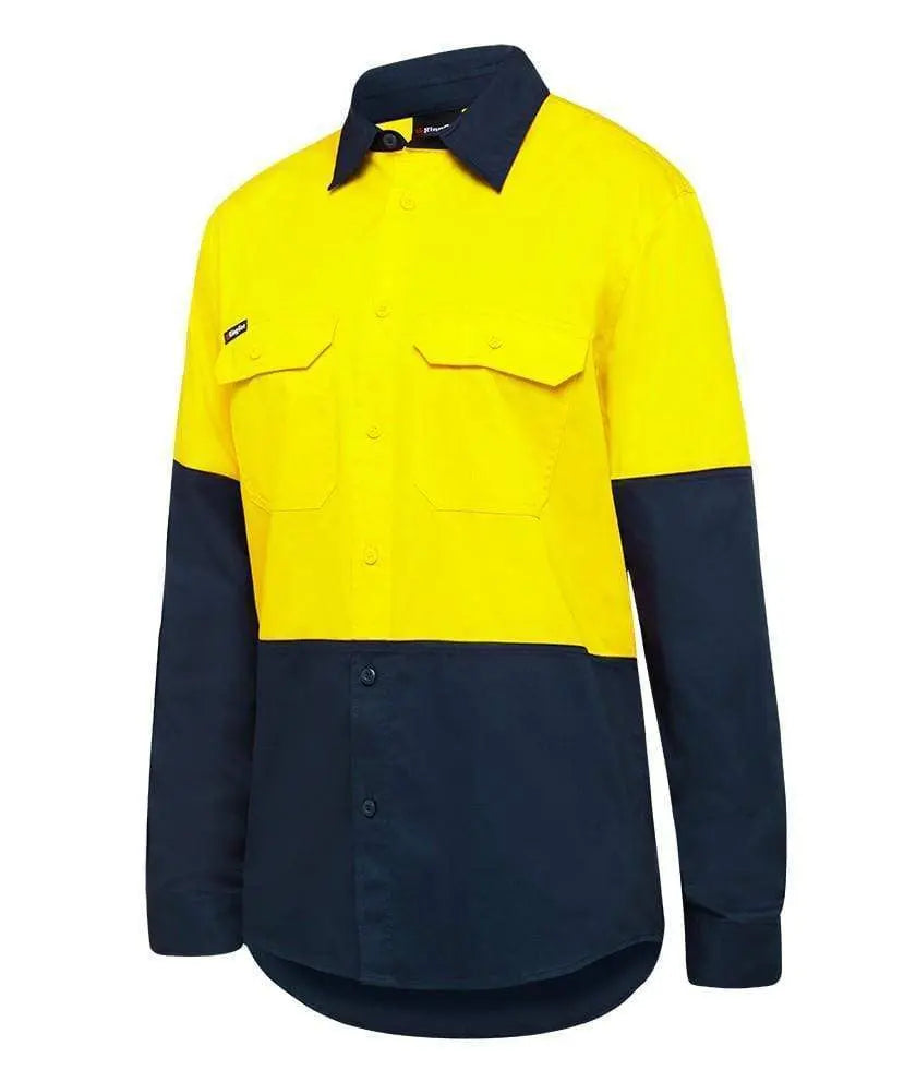 KingGee Stretch Splice Shirt K04035 Work Wear KingGee Yellow/Navy 2XS
