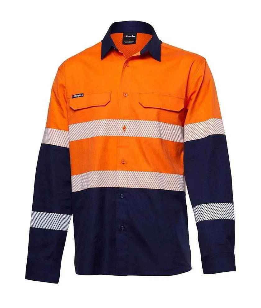 KingGee Work Wear Orange/Navy / XS KingGee Workcool Pro Hi Vis Reflective Shirt L/S (NEW) K54028