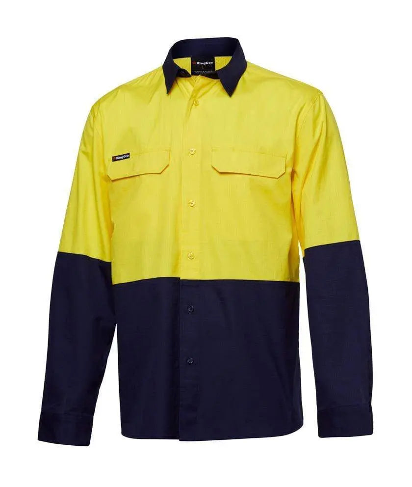 KingGee Work Wear Yellow/Navy / XS KingGee Workcool Pro Hi Vis Shirt L/S (New ) K54027