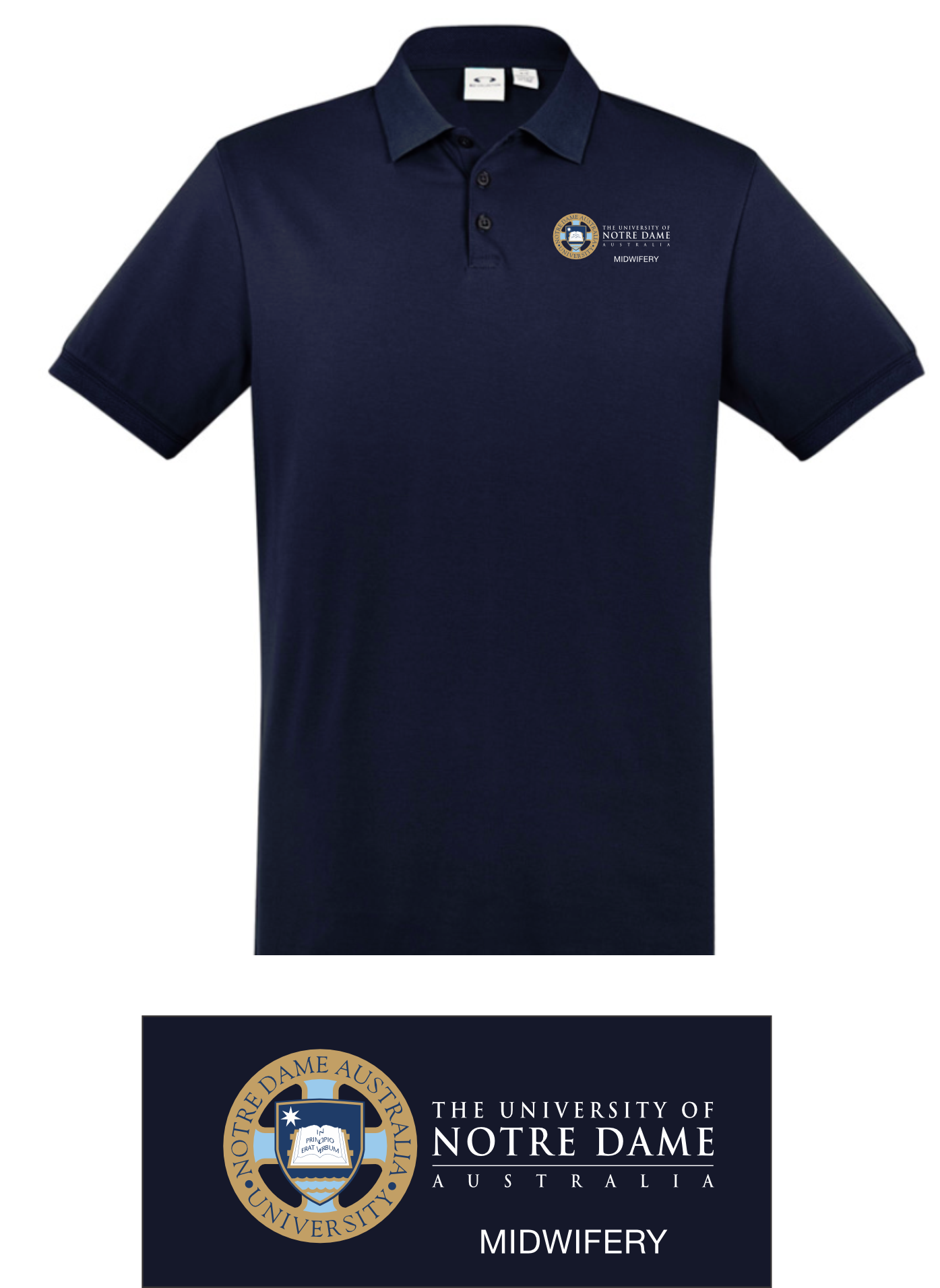 UNDA Men's Midwifery Navy Polo Shirt 105MS