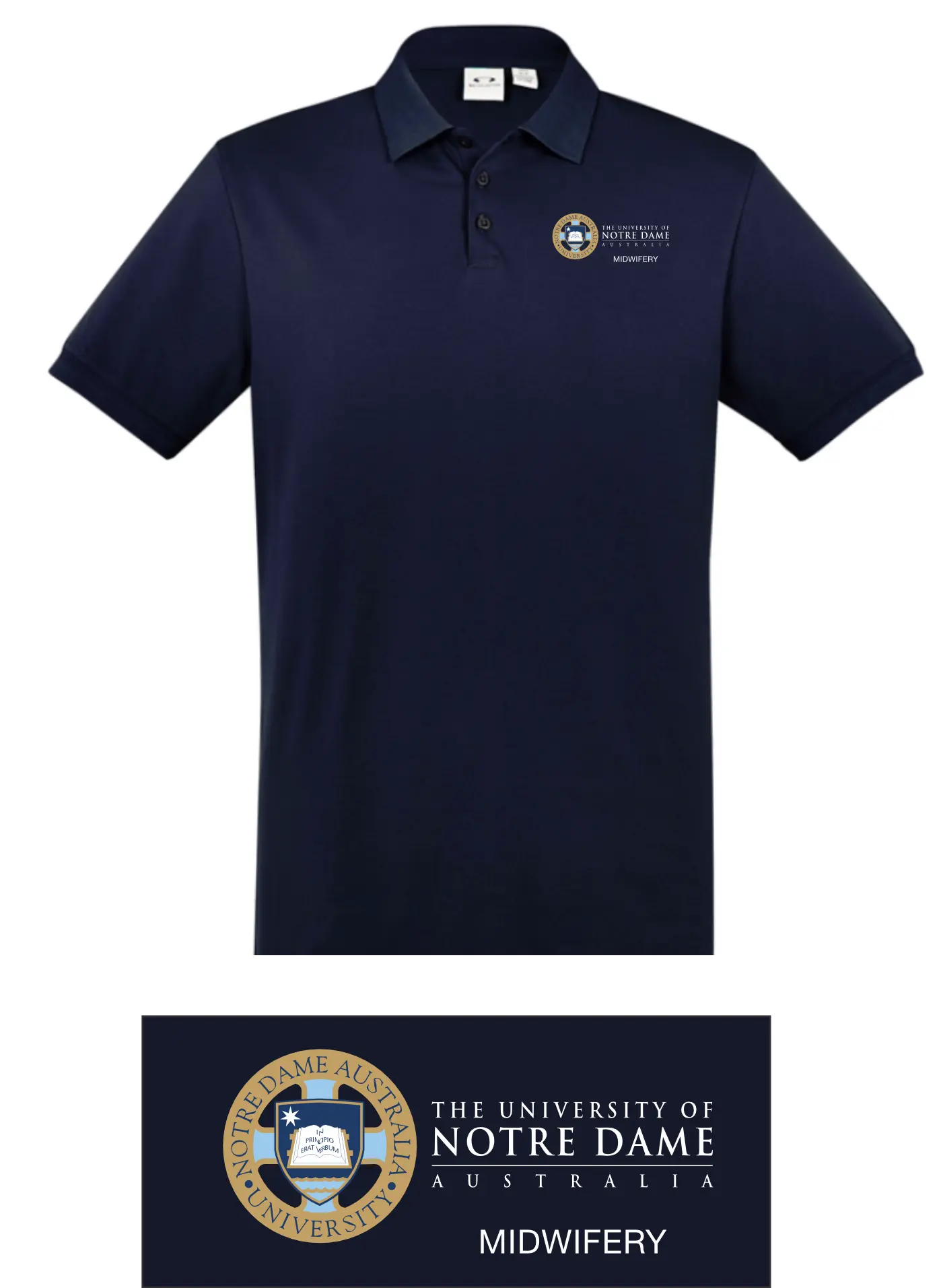 UNDA Men's MIDWIFERY Navy Polo Shirt MW105MS Flash Uniforms