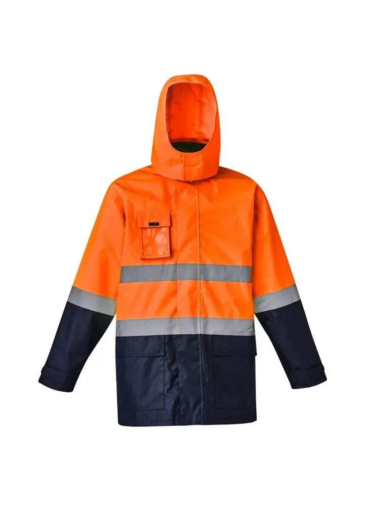 Syzmik Workwear Mens Hi Vis Basic 4 in 1 Waterproof Jacket ZJ220 in Orange/Navy