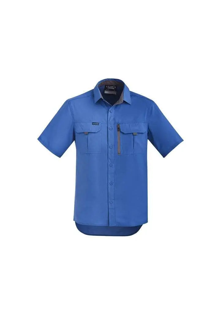 SYZMIK Men's Outdoor Short Sleeve Shirt ZW465 Work Wear Syzmik Blue 7XL