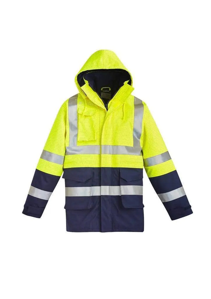 SYZMIK men's FR ARC rated anti-static waterproof jacket ZJ900 Work Wear Syzmik Yellow/Navy S