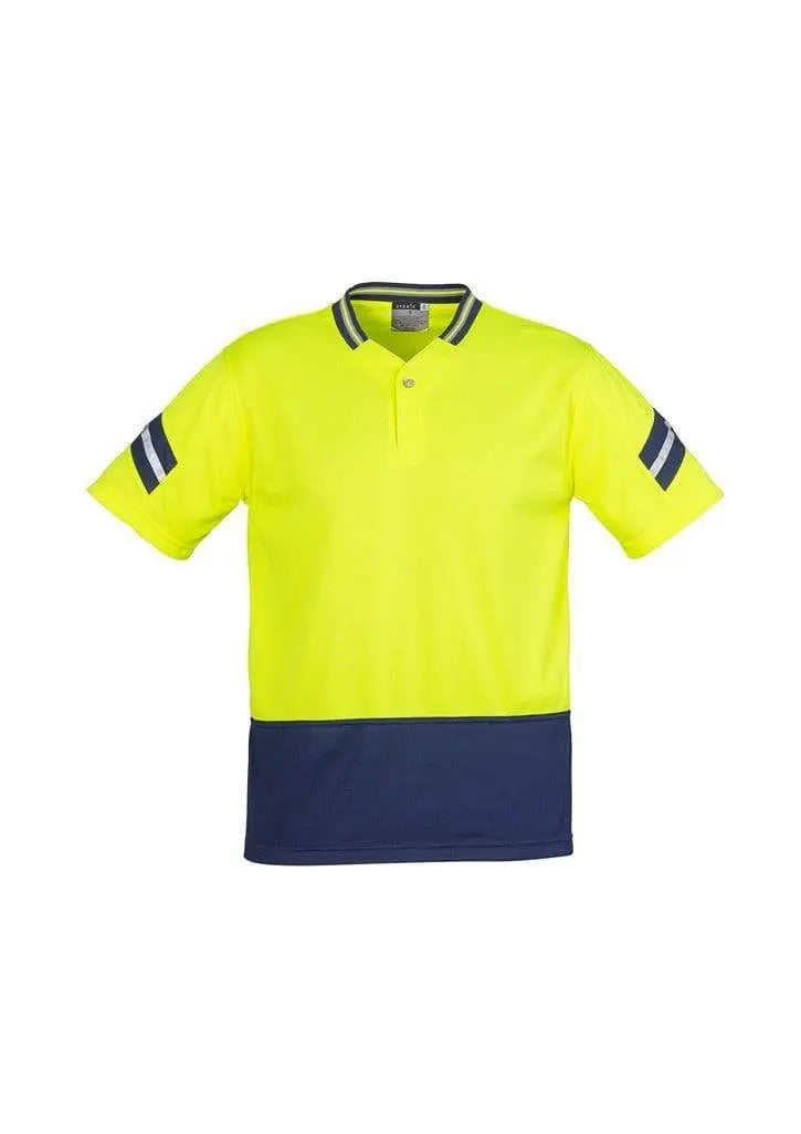 SYZMIK Men’s Hi Vis Astro Polo ZH245 Work Wear Syzmik Yellow/Navy S