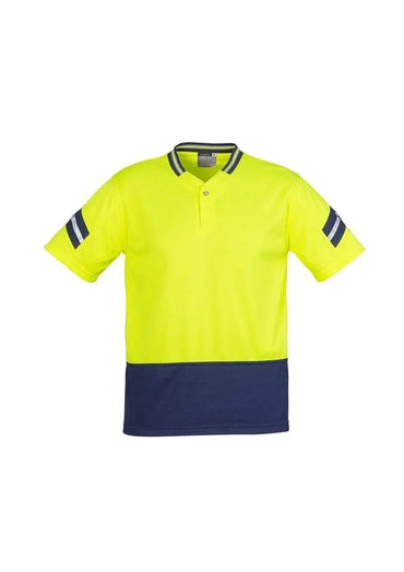 SYZMIK Men’s Hi Vis Astro Polo ZH245 Work Wear Syzmik Yellow/Navy S