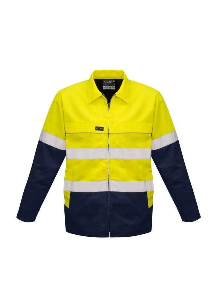 SYZMIK Men’s Hi Vis Cotton Drill Jacket ZJ590 Work Wear Syzmik Yellow/Navy XXS