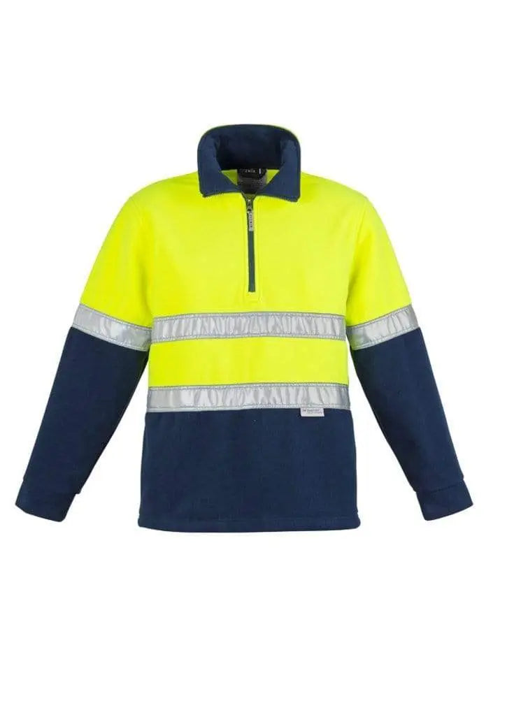 SYZMIK Men’s Hi-Vis Fleece Hoop Taped Jumper ZT461 Work Wear Syzmik Yellow/Navy S
