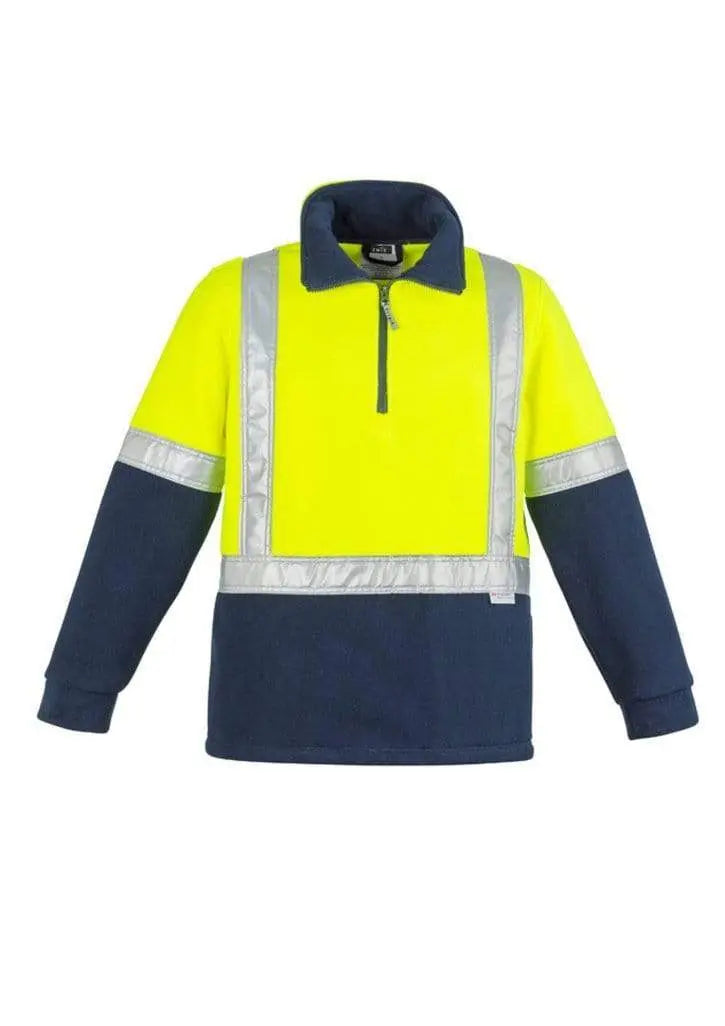SYZMIK Men’s Hi-Vis Fleece Shoulder Taped Jumper ZT462 Work Wear Syzmik Yellow/Navy S