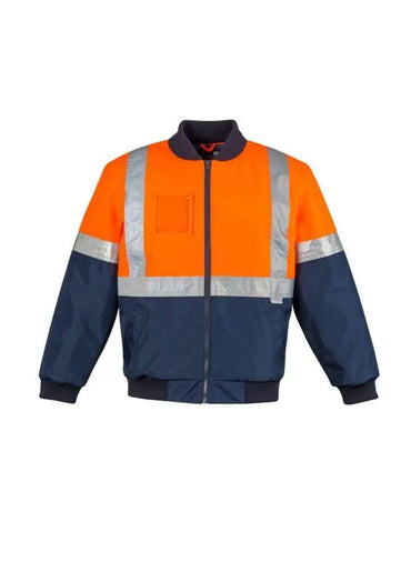 SYZMIK Men’s Hi Vis Quilted Flying Jacket ZJ351 Work Wear Syzmik Orange/Navy S