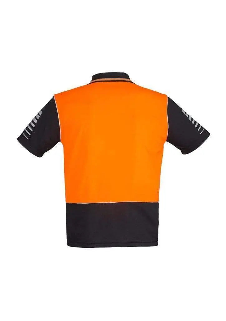 SYZMIK Men’s Hi Vis Zone Polo ZH236 Work Wear Syzmik Black/Orange 7XL