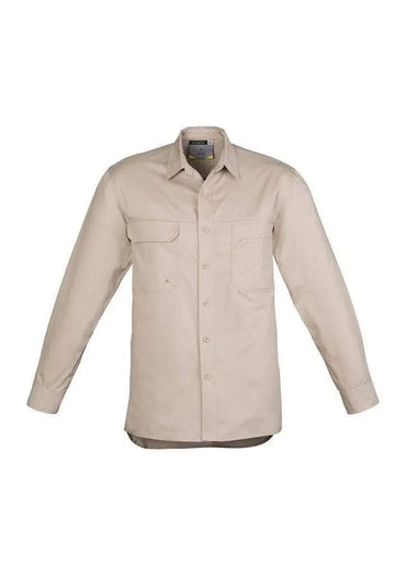 SYZMIK Men’s Lightweight Long Sleeve Tradie Shirt ZW121 Work Wear Syzmik Sand S
