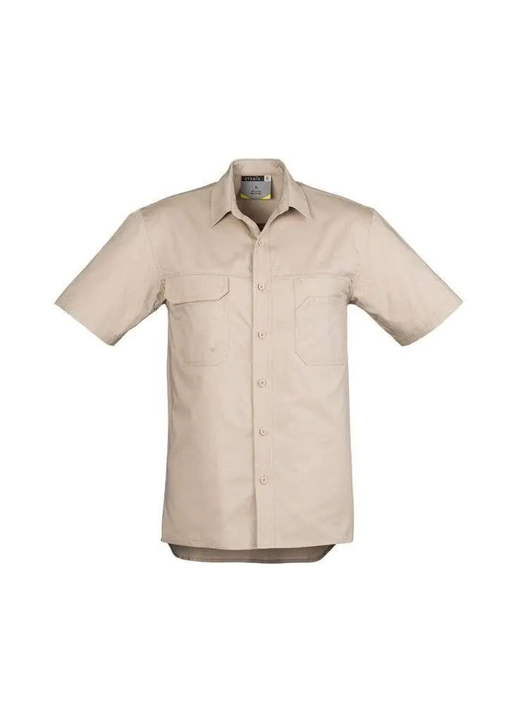 SYZMIK Men’s Lightweight Short Sleeve Tradie Shirt ZW120 Work Wear Syzmik Sand L