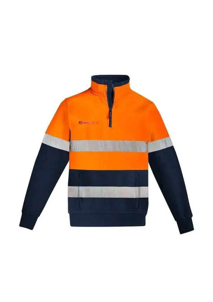 SYZMIK men's orange flame HRC 2 taped 1/4 zip brushed fleece ZT150 Metro Workwear.
