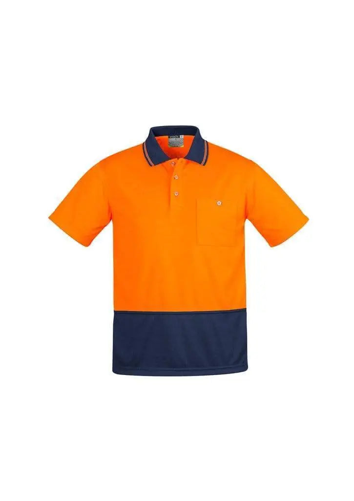 SYZMIK mens comfort back s/s polo zh415 Work Wear Syzmik Navy/Orange XXS