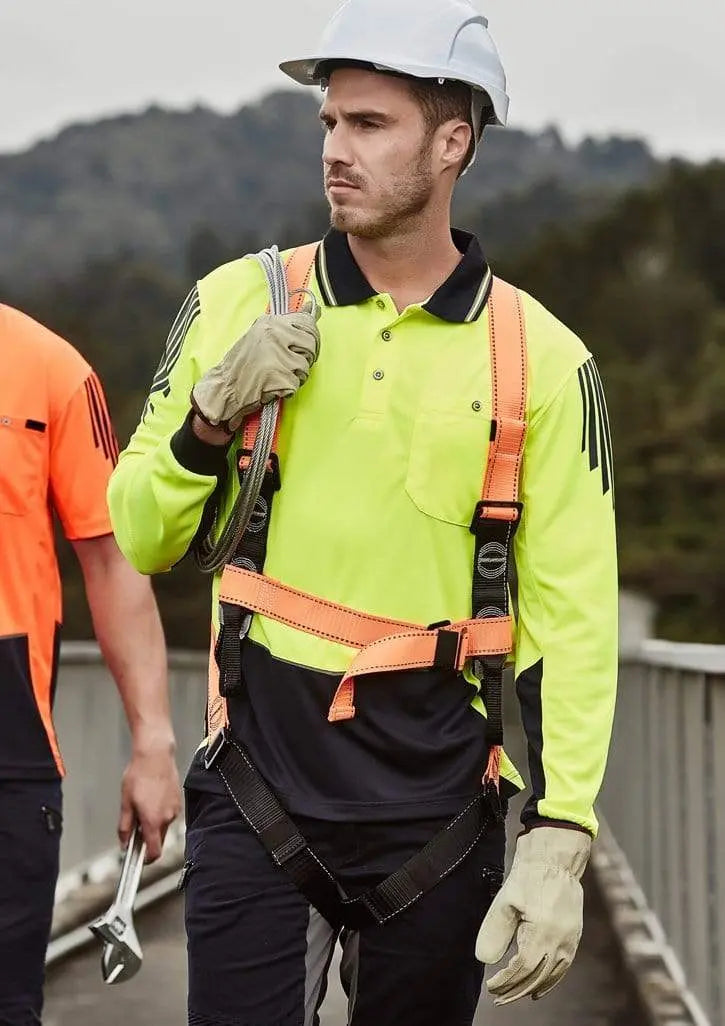 SYZMIK mens hi vis flux l/s polo zh310 Work Wear Syzmik