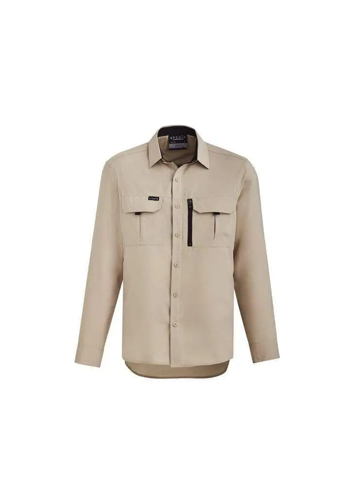 SYZMIK mens outdoor l/s shirt zw460 Work Wear Syzmik Sand 7XL