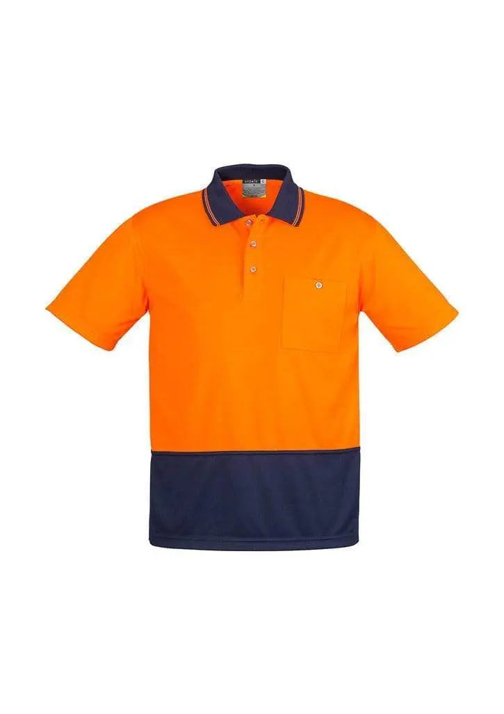 SYZMIK Unisex Hi Vis Basic Spliced Polo - Short Sleeve ZH231 Work Wear Syzmik Orange/Navy XXS