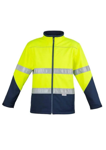 SYZMIK Unisex Hi Vis Soft Shell Jacket ZJ353 Work Wear Syzmik Yellow/Navy XXS