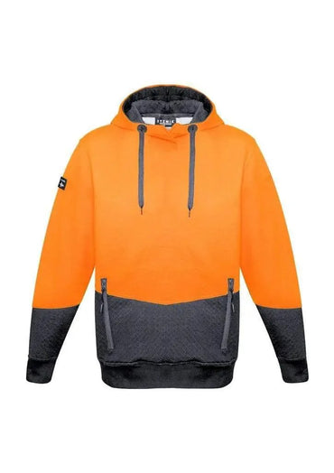 SYZMIK Unisex Hi-Vis Textured Jacquard Hoodie ZT477 Work Wear Syzmik Orange/Charcoal XXS