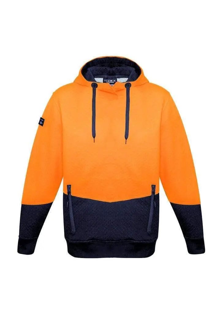 SYZMIK Unisex Hi-Vis Textured Jacquard Hoodie ZT477 Work Wear Syzmik Orange/Navy XXS