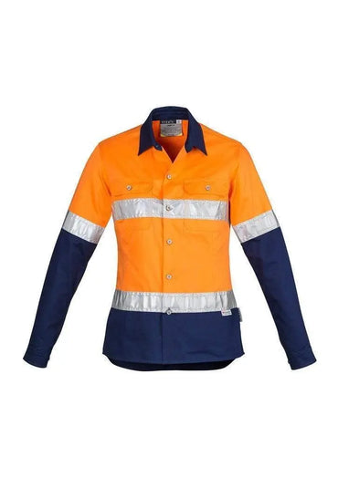 SYZMIK Women’s Hi-Vis Spliced Hoop Taped Industrial Shirt ZWL123 Work Wear Syzmik Orange/Navy 8
