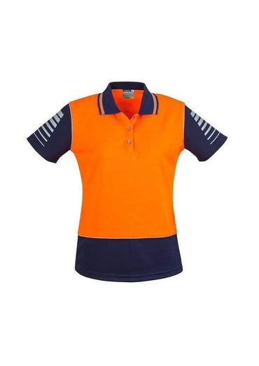 SYZMIK Women’s Hi Vis Zone Polo ZHL236 Work Wear Syzmik Orange/Navy 24