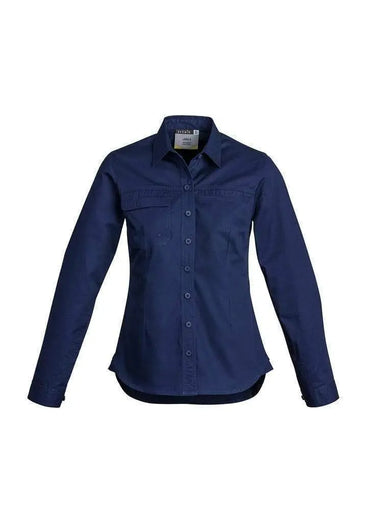 SYZMIK Women’s Lightweight Long Sleeve Tradie Shirt ZWL121 Work Wear Syzmik Blue 8