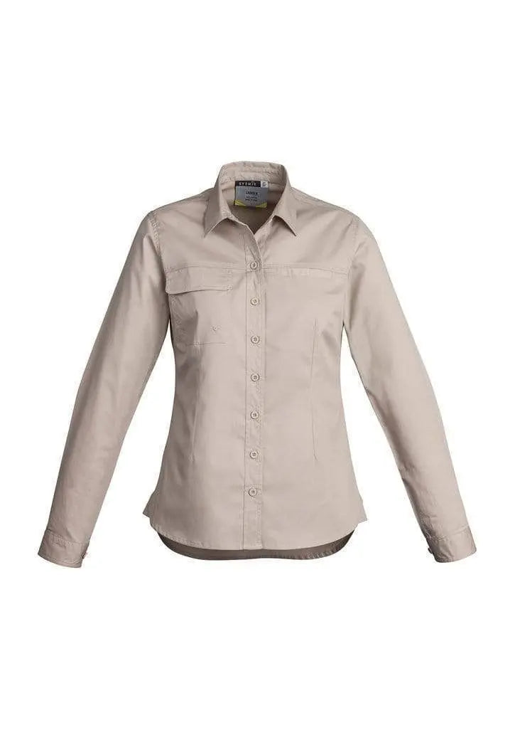 SYZMIK Women’s Lightweight Long Sleeve Tradie Shirt ZWL121 Work Wear Syzmik Sand 8