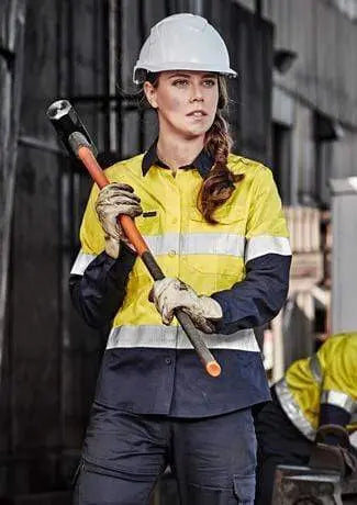 SYZMIK Women’s Rugged Cooling Taped Hi-Vis Spliced Shirt ZW720 Work Wear Syzmik