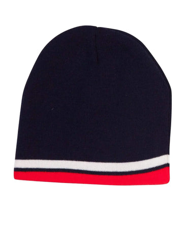 Contrast Stripe Beanie Ch63 Metro Workwear.