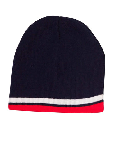 Contrast Stripe Beanie Ch63 Active Wear Winning Spirit Navy/White/Red One size