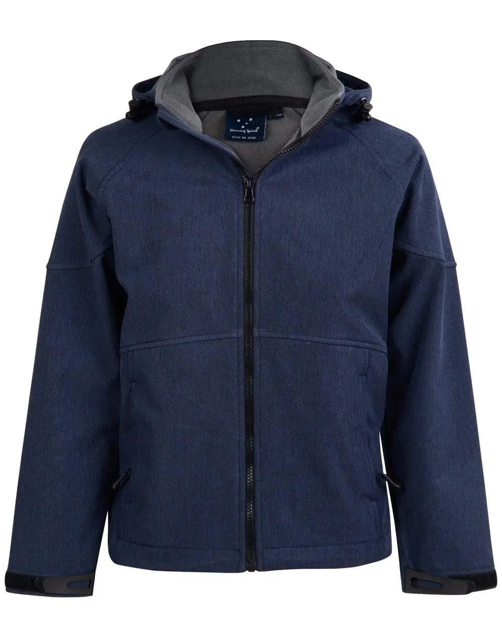 Winning Spirit Aspen Softshell Hood Jacket Kids' Jk33k Casual Wear Winning Spirit Marl Navy/Charcoal 6K