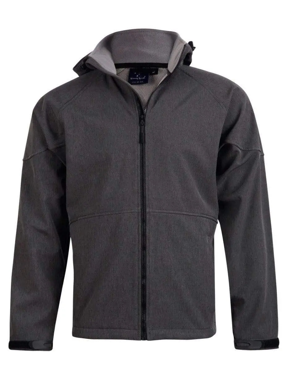 Winning Spirit Aspen Softshell Hood Jacket Men's Jk33 Casual Wear Winning Spirit Marl Charcoal/Charcoal S