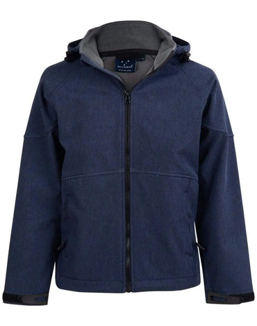 Winning Spirit Aspen Softshell Hood Jacket Men's Jk33 Casual Wear Winning Spirit Marl Navy/Charcoal S
