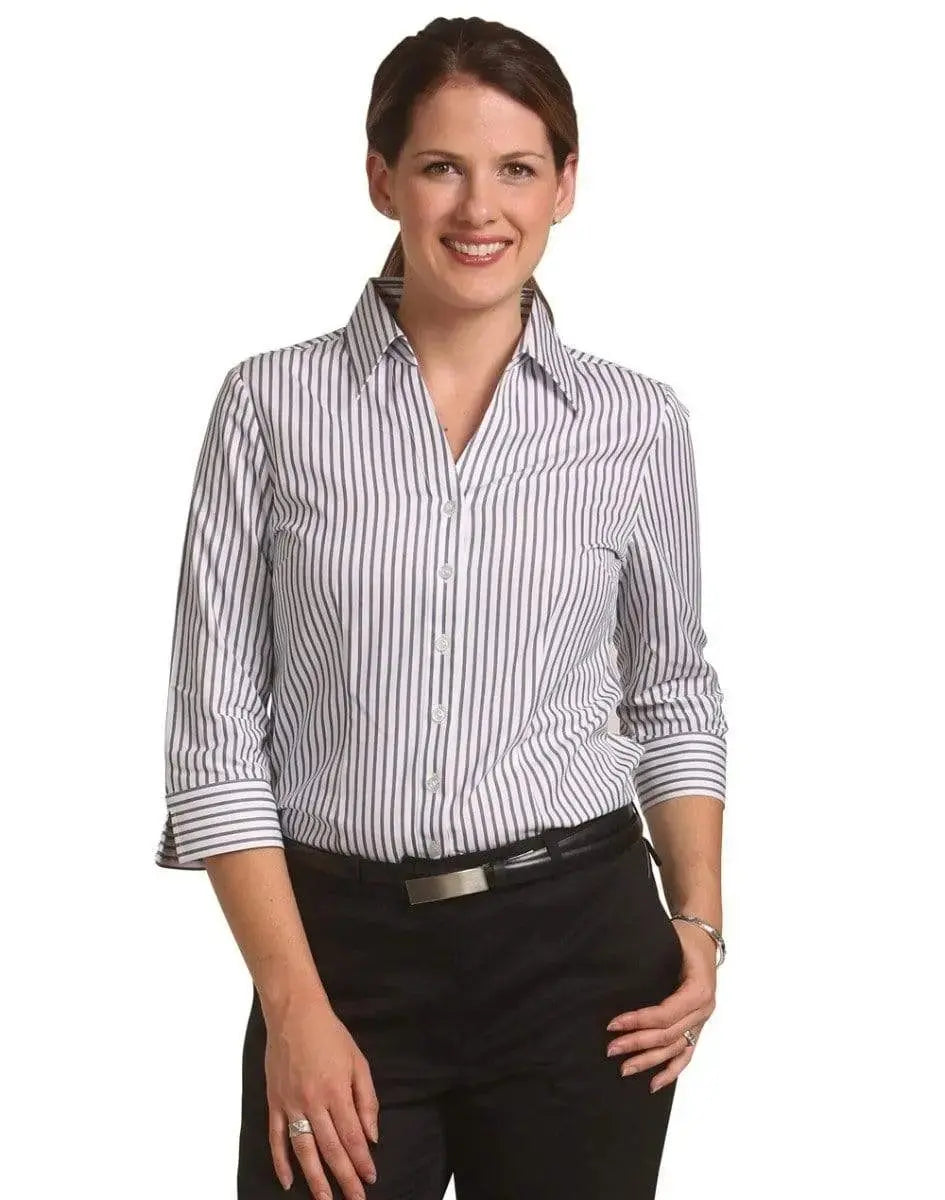 Women's Executive Sateen Stripe 3/4 Sleeve Shirt M8310 Metro Workwear.