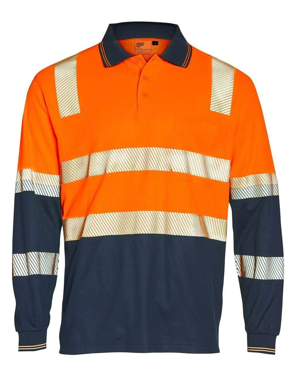 Winning Spirit unisex TRUEDRY® biomotion segmented safety polo SW74 Work Wear Winning Spirit Orange/Navy 2XS