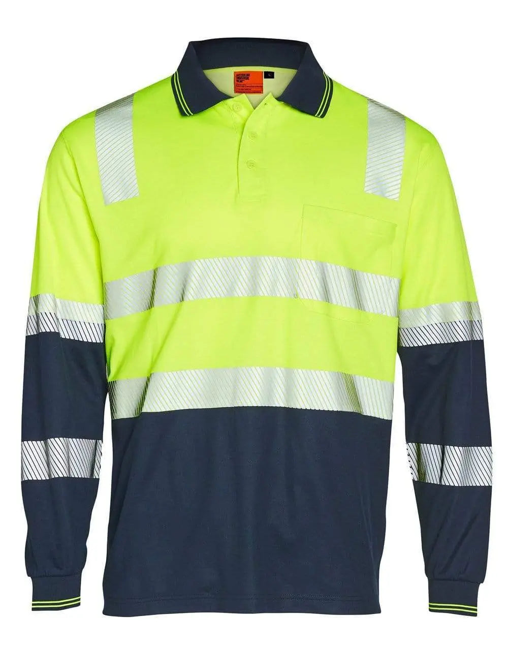 Winning Spirit unisex TRUEDRY® biomotion segmented safety polo SW74 Work Wear Winning Spirit Yellow/Navy 2XS